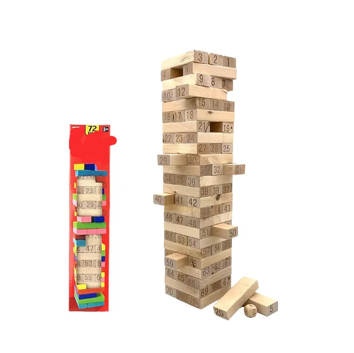Wooden Block Tower Game 51 Rectangular Stacking Crashing Game Wood Interactive Game Building Blocks Bricks Toys
