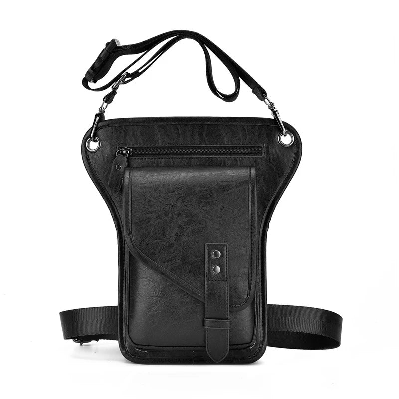 QXMOVING Waterproof PU Leather Leg Bag Anti-Theft Moto Fanny Pack for Men Women Thigh Waist Zipper Leg Holster Bag Outdoor Thigh