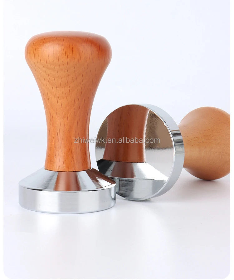 Coffee  Accessories Barista Espresso Coffee Maker Distributor With Wooden Handle 51MM 53MM 58MM Coffee Tamper