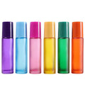 In Stock 10ml Matte Purple Blue pink Yellow Green Orange Roll on Glass Bottle With Colorful Cap for Essential Oil/perfume