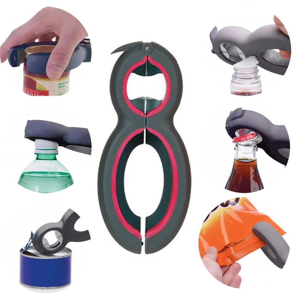 Multi Function Jaw Opener 8 Shaped 6 in 1 Custom Bottle Opener for Beer  Vinegar Can
