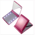 New OEM Mirror 8 LED Fill Lights Lamps Women Foldable Compact Mirrors Lady Cosmetic Hand Folding Portable Pocket Makeup Mirror
