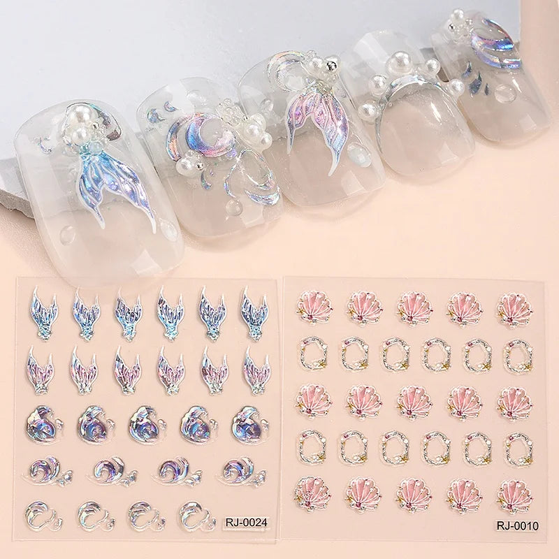 3D Designs Plastic Nail Art Stickers Semi Cured Strips for Women Girls Kids DIY Birthday Party Favor Gifts