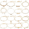 2025 Newest Bohemia Heart Star Elephant Flower Anklets Set for Women