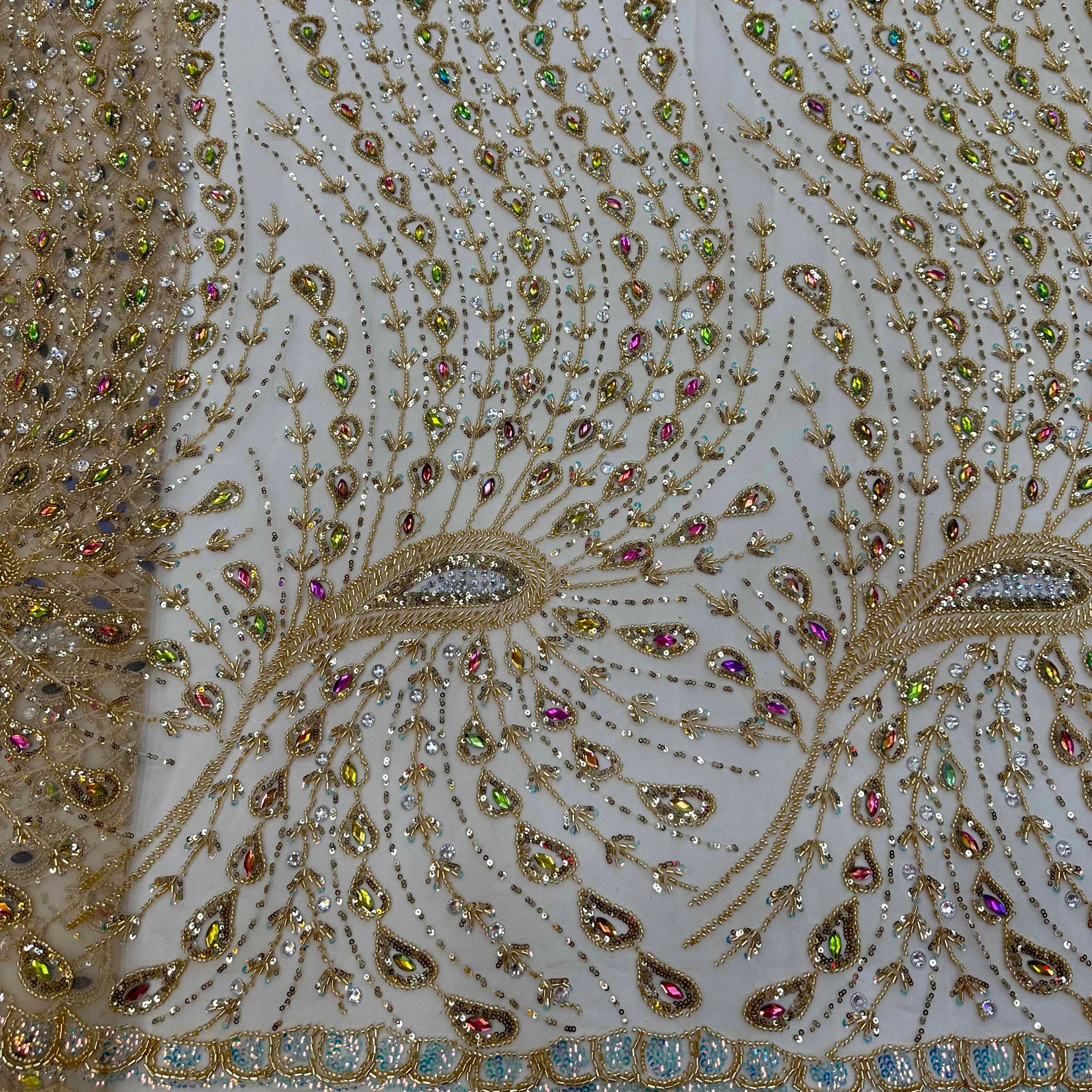 Black and Gold African Bridal Lace Fabric