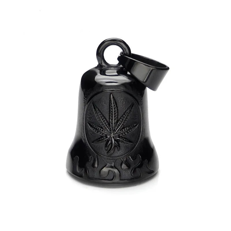 Wholesale Zinc Alloy Stainless Steel Good Luck Vintage Angel Motorcycle Biker Bell Necklace Black
