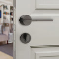EUROPEAN Gun Metal Cylindrical Base Solid Zinc Alloy Handle Lock Interior Door High Security Privacy Silent Lockset