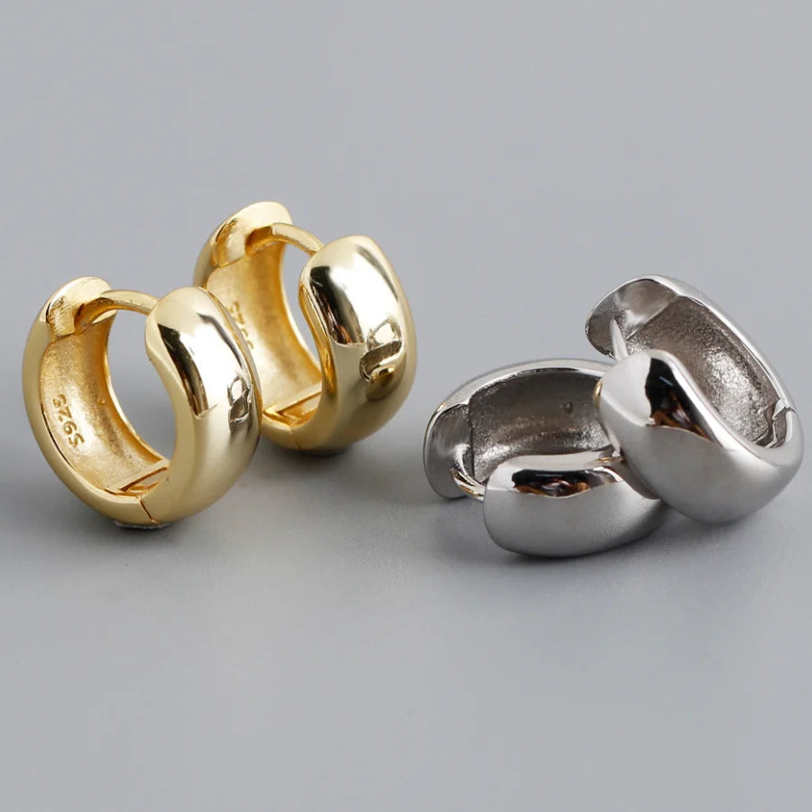 Wholesale Round Thick huggies Hoops Sterling Silver Gold Plated Hoop Earrings Fine Jewelry Earrings Ladies Earrings Jewelry