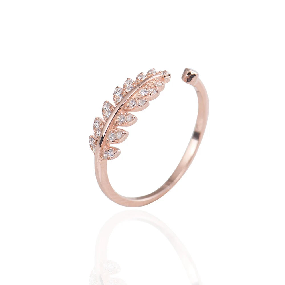 Open Tree Branch Leaf Ring 925 Sterling Silver Adjustable Ring Band Free Sizes  Adjustable Leaf Open Ring Jewelry Gift