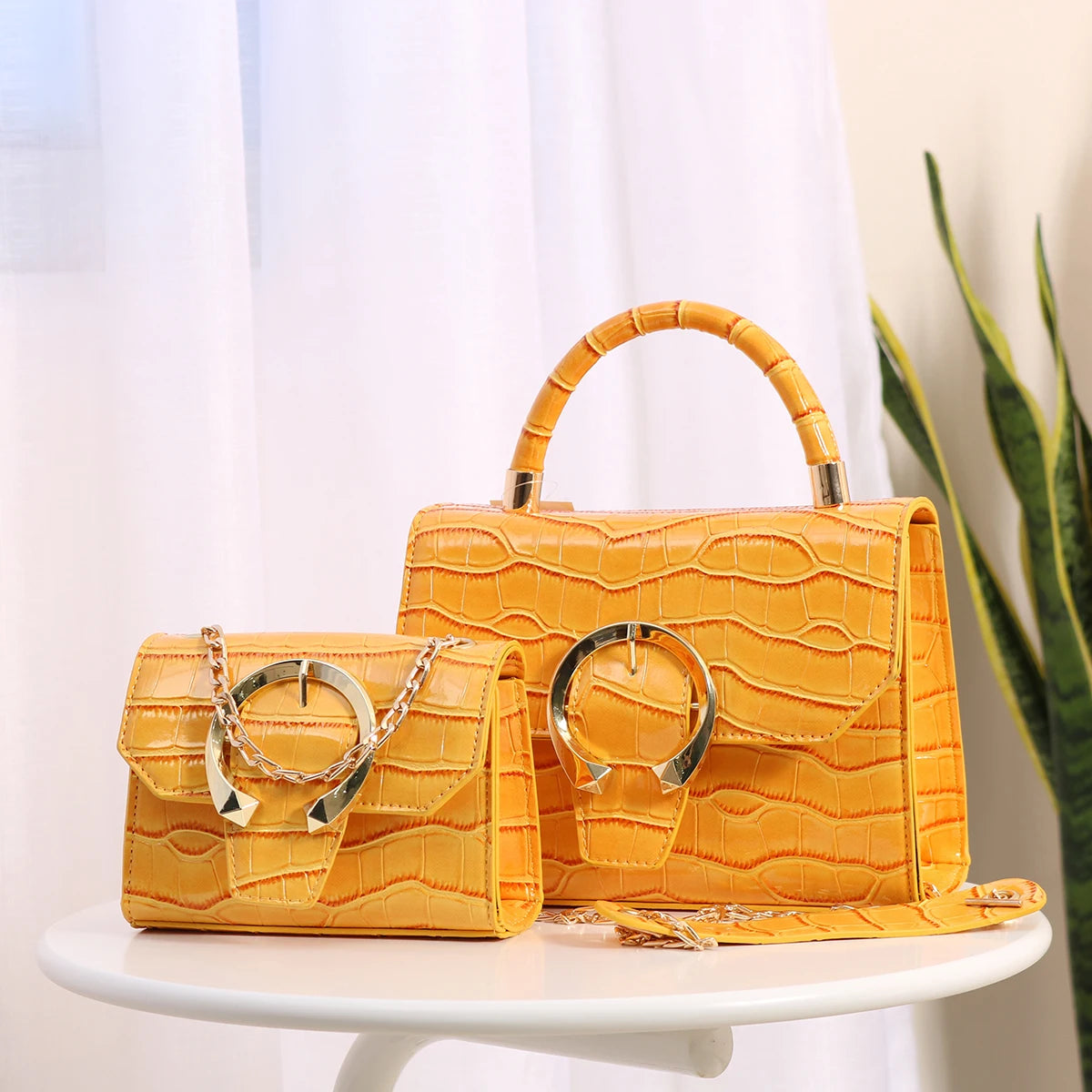 011 Luxury Ladies Pu Leather Tote Bag Crossbody Shoulder Handbags 2 in 1 Set