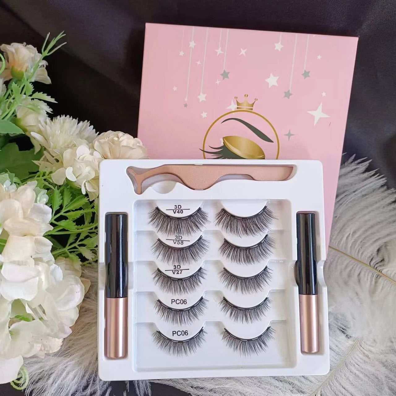 2023Customized Logo Magnet Eyelashes Magnetic False Eyelashes Magnetic Eyeliner with Magnetic Eyelashes