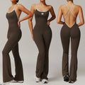 Women's Sportswear Yoga Outfit Custom Fitness Bodysuit With Flare Pants One Piece Woman Rompers Workout Playsuit Sports Jumpsuit
