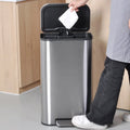 8 Gallon 30l Stainless Steel Recycling Waste Pedal Bin Rectangular Kitchen Trash Can