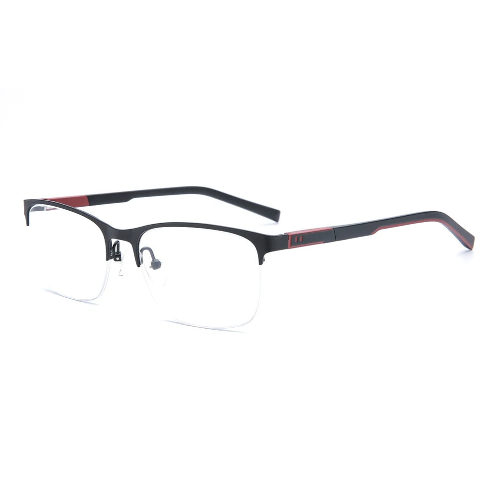 18337 Stainless Steel Vintage Half Rim Optical Frames Italy