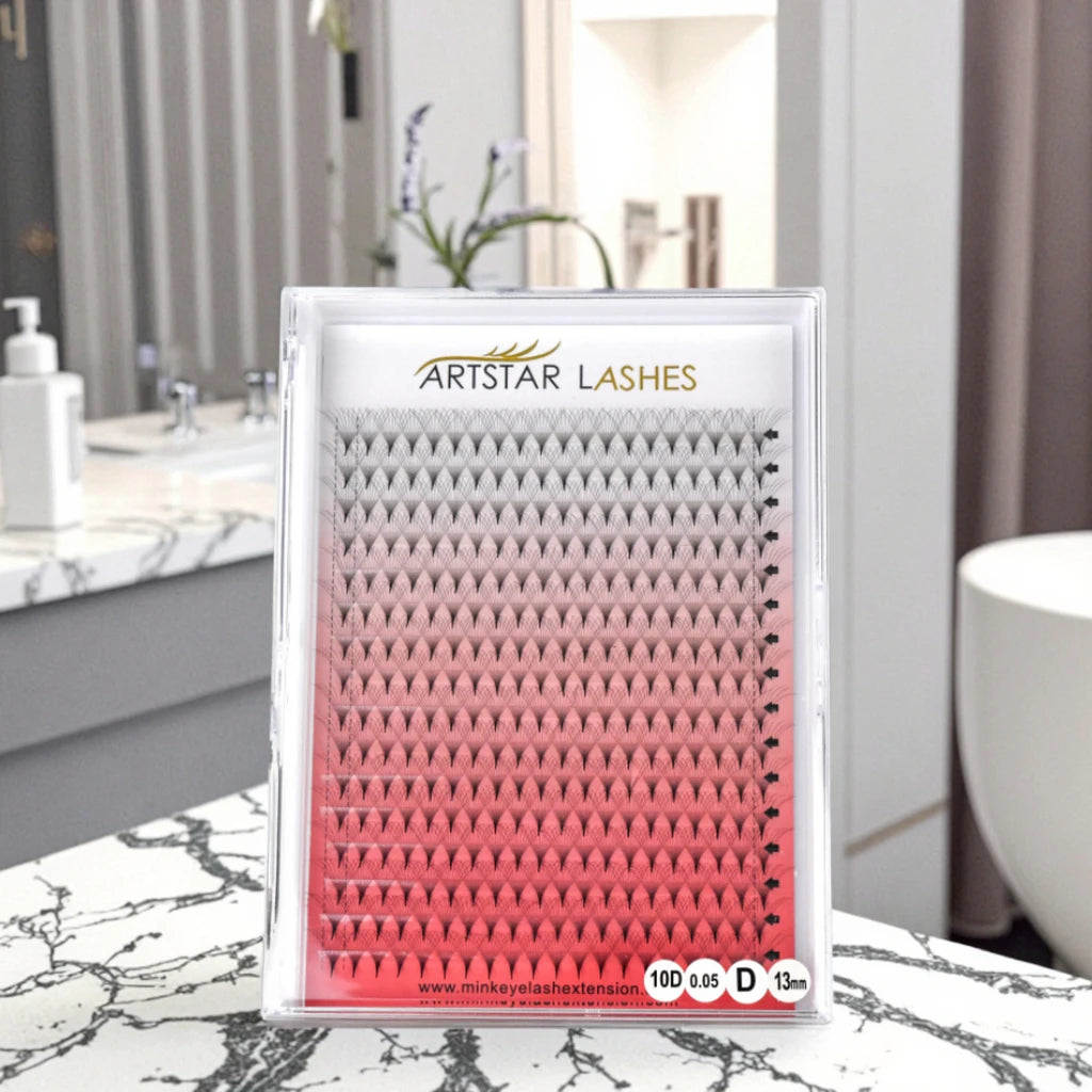 XL Customized Premade Trays Korean PBT Fiber Ultra Black Eye Lashes Volume Fans Eyelash Extensions with Pointy Synthetic Hair