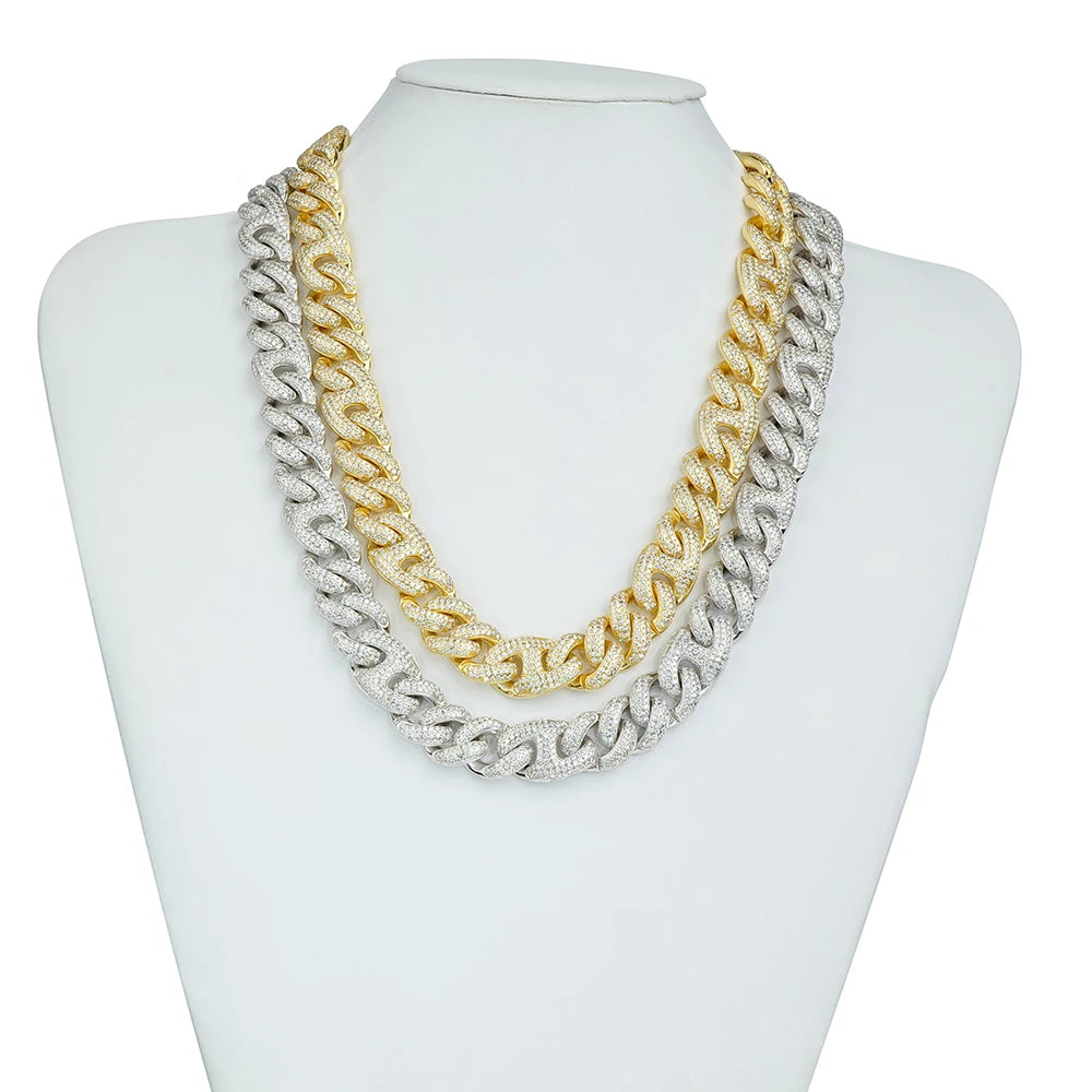 Stocks Fine Jewelry Moissanite Necklace Wide Diameter 925 Sterling Silver VVS1 DEF Color Moissanite Cuban Chain Hip Hop Jewelry