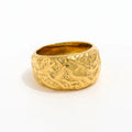Fenny 18K Gold Plated Tarnish Free Minimalist Chunky Rough Meteor Crater Band Stainless Steel Finger Ring for Women