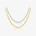 FUAMAY Fashion Classic 925 Sterling Silver Basic Necklace 18K Gold Plated Water Wave Necklace for Women