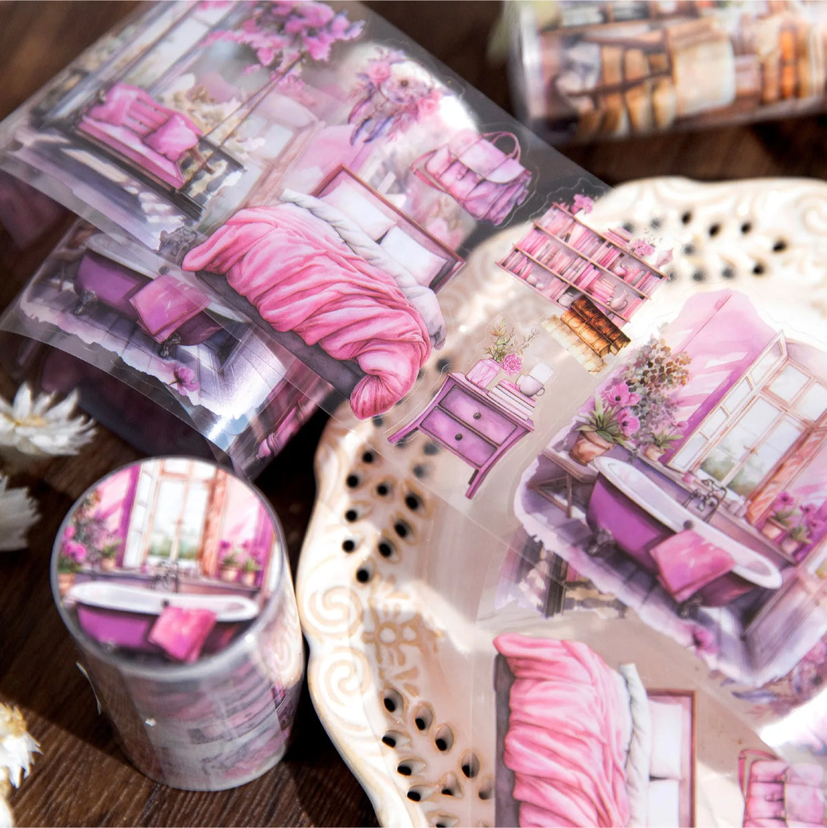 1 Roll PET Tape Bright Day Series Life Theme Handbook DIY Material Recycled Stickers 6 Models MegaBDM