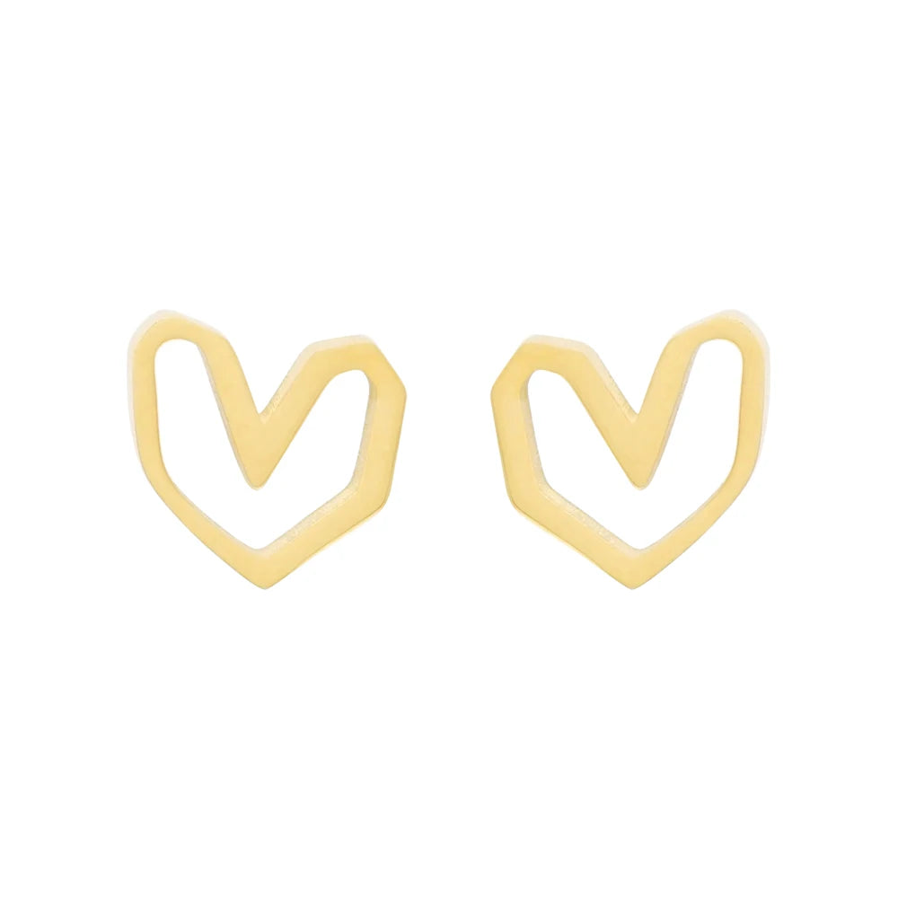 New Fashion Geometric Love Stainless Steel Unique Stud Earrings for Girls Gifts
