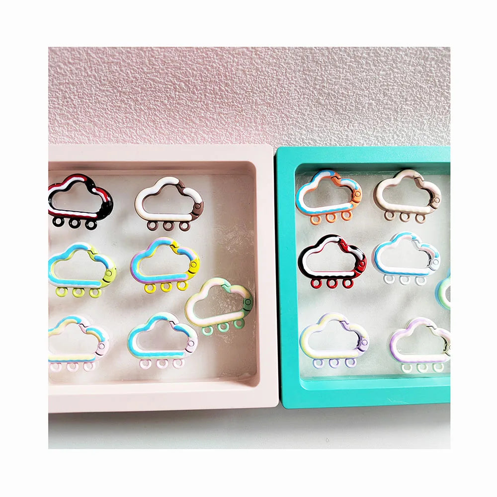 100pcs Colorful Cloud Shape Keychains Lobster Clasps Hooks Key Chain for DIY Handmade Keychain Gift Jewelry Findings Key Rings