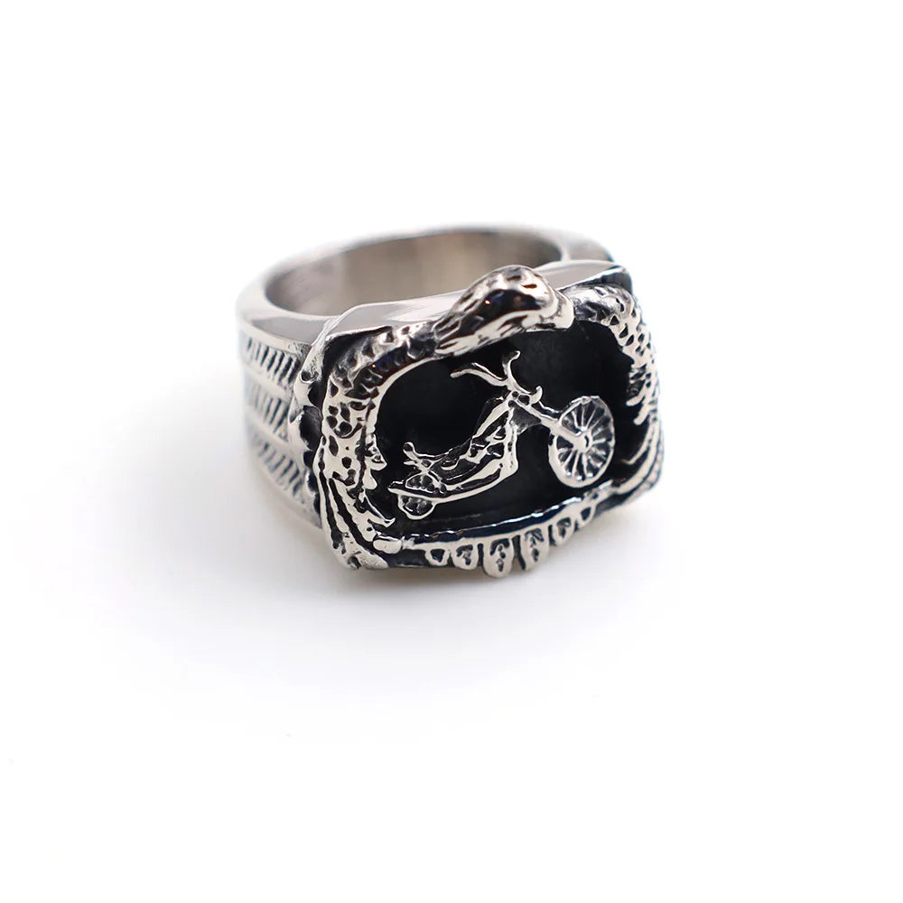 Wholesale Stainless Steel Men's Punk Biker Ring Black Eagle Design Stainless Steel Fashion Exquisite Have Personality