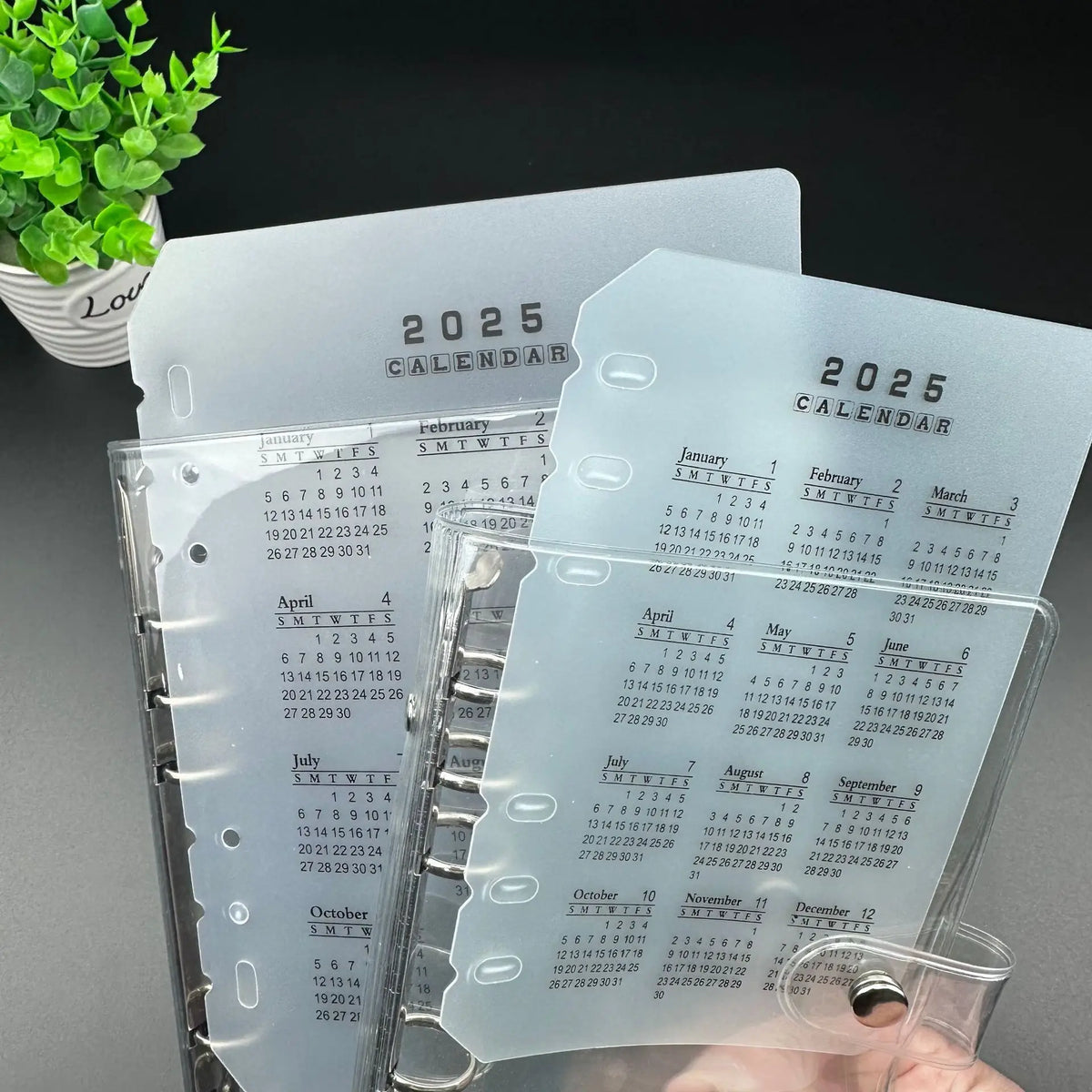 2025 Stationery Accessories Clear Hard Partition PP PVC Calendar Baffle Binder Inserts Plate A6 A5