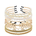 8 Pcs Sets Bridal Wedding Beaded Knitted Butterfly Flower Pearl Headbands for Women