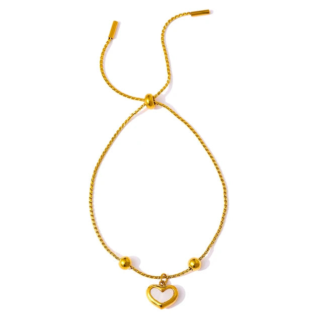 JINYOU 1336 Fashion Heart Natural Shell Chain Summer Barefoot Anklets Bracelets Jewelry Women Stainless Steel Beach Anklet