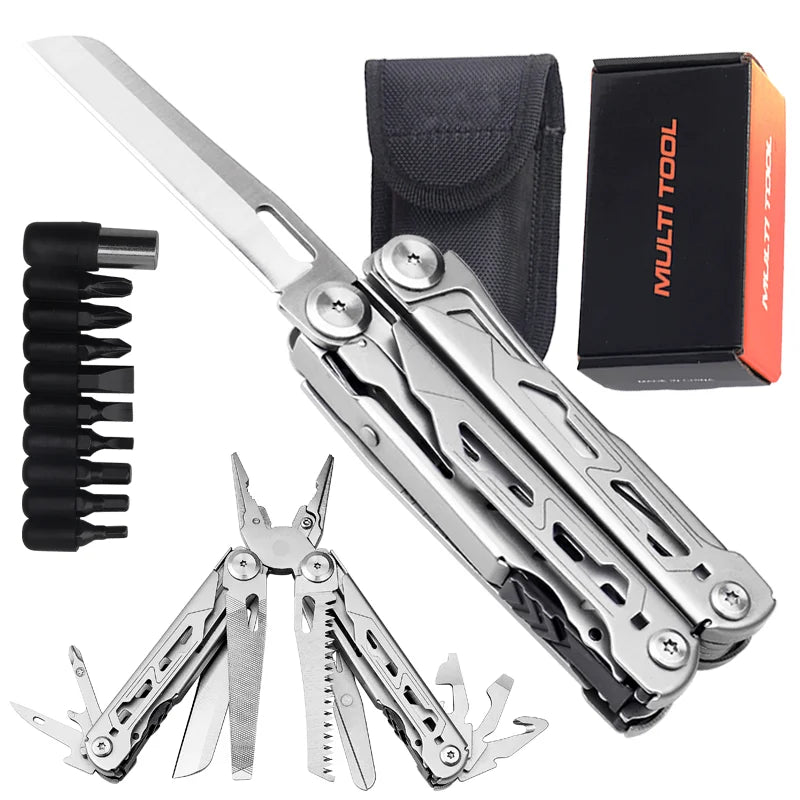 Hot Selling Industrial Grade Stainless Steel Pocket Pliers Multi-Tool All-In-One Camping Tool Saw Blade Screwdriver OEM Man Gift