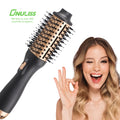 Professional Gold With Black Electric 3-In-1 Hair Dryer Brush Hair Straightener