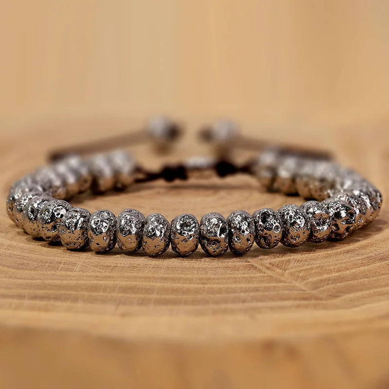 Wholesale Healing Crystal Adjustable Bracelet Semi-Precious Energy Essential Oil Gemstone Lava Rock Bracelet for Men Jewelry
