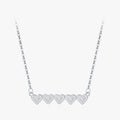 Ailmay Genuine 925 Sterling Silver Romantic Heart to Heart Sparkling Zircon Pendant Necklace for Women Statement Jewelry Gift