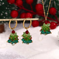Dreamshow Christmas Tree Jewelry Gift for Women Colorful Crystal Pendant Necklace and Earrings Set