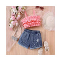 Fashion Infant Clothes Set 2pcs Hot Ladies Pant Short Jeans European Style Cotton T-Shirt for Girls Wholesale