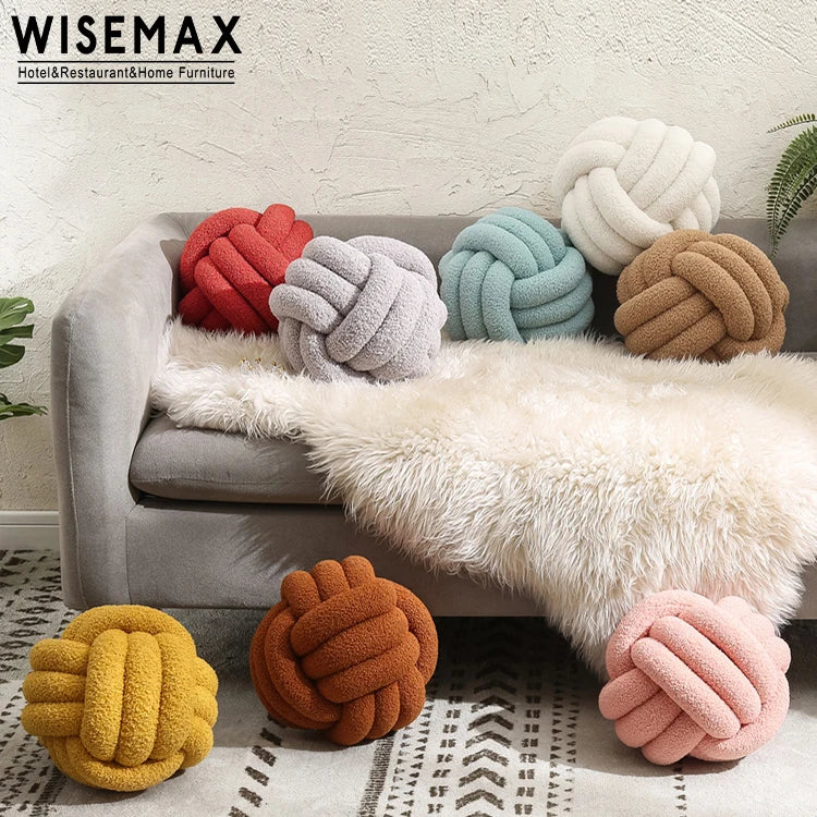 WISEMAX FURNITURE Creative Living Room Sofa Back Cushion Decorative Twist Boucle Plush Seat and Floor Round Cushion for Home