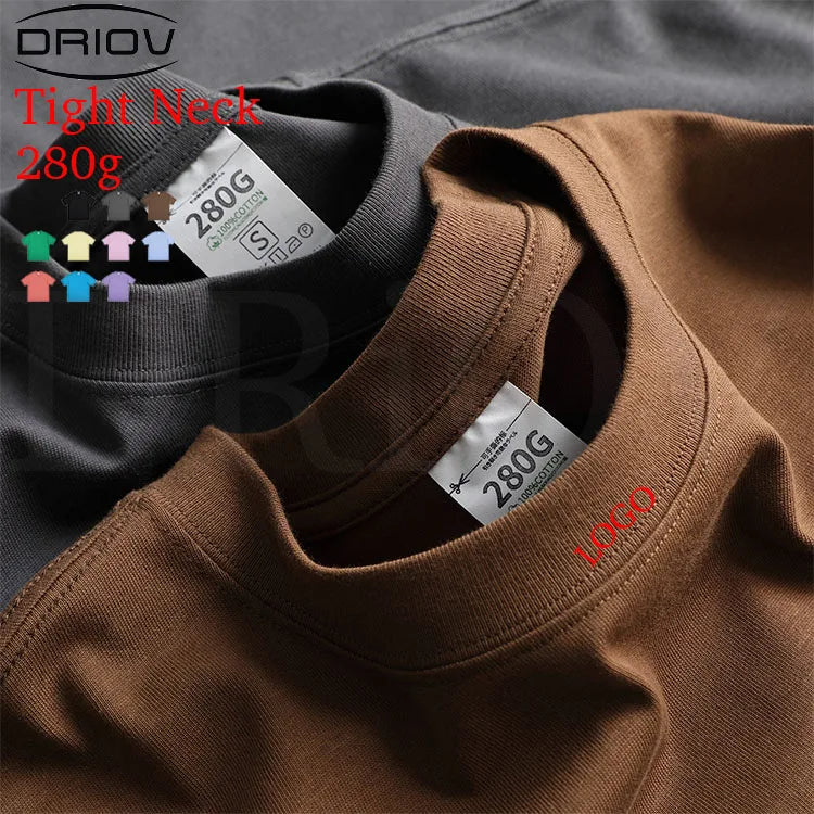 Oversize 280g Tshirt O-neck Fashion Vintage Plain Short Sleeve Tee Shirt Heat Transfer Designs for t Shirts