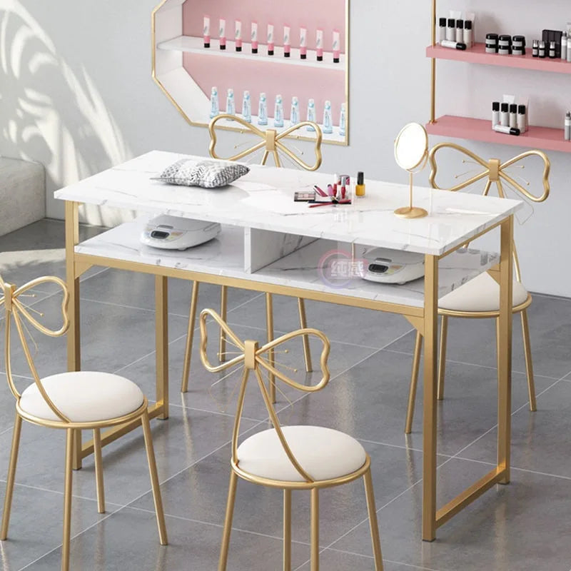 Luxury Twin Nail Table Popular Nail Table Minimalist and Economical Nail Shop Table and Chair Set