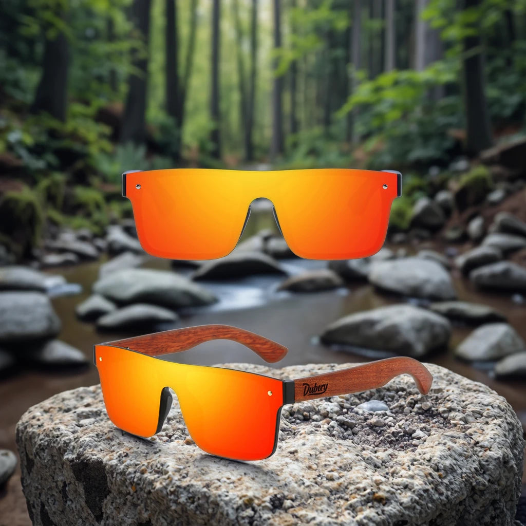 DUBERY D219 2026  Polarized Mens Sunglasses UV400 Protective Wooden Shades with Blue Yellow Frame Factory Wholesale Sunglasses