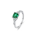Light Luxury Elegant Emerald Diamond Ring Engagement Fine Jewelry Rings S925 Sterling Silver Square Green Zircon Eternity Ring