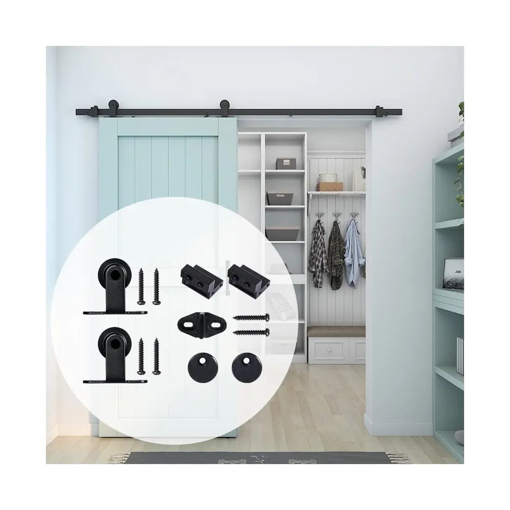 Wholesale Sliding Rail Door Hardware 6FT/1.83m Top Mount Sturdy Sliding Barn Door Hardware Kit for Living Room
