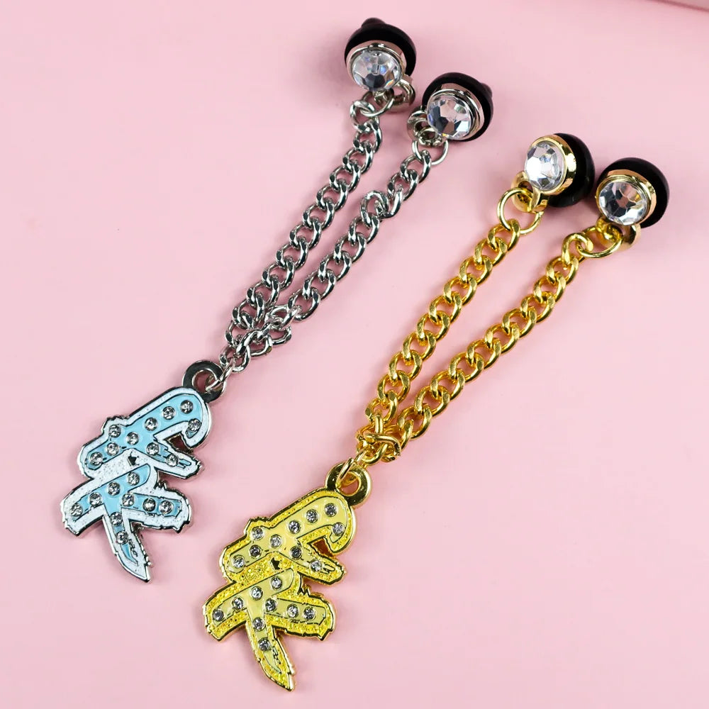 Factory Hard Enamel Pins with Glitter Badges Custom logo Metal Rhinestone Enamel Hat Chain Pin for Bag