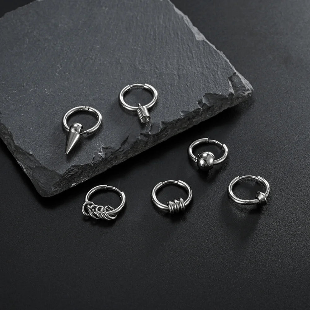 Stainless Steel Pierced Earrings Mens Man Hip Hop Mini Hoop Huggie Earring Jewelry