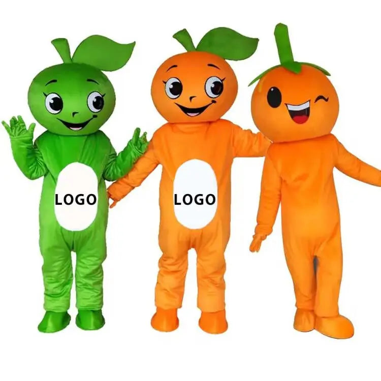 Custom Logo Adult Cartoon Vegetable Mascots Cute Plush Orange Fruit Mascot Costume