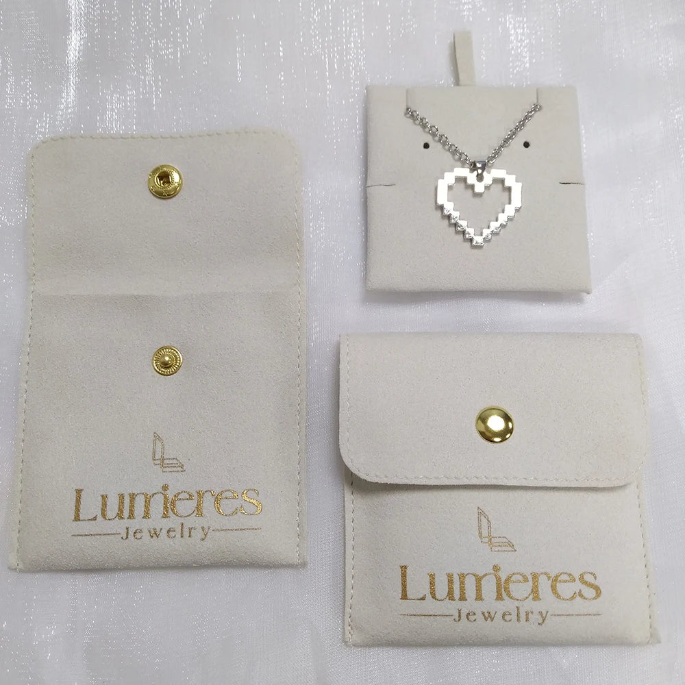 Customized Microfiber Envelope Jewelry Necklace Pouch Luxury Suede Microfiber Glasses Packaging Envelope Jewelry Bag