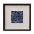 Hotel Decor Klein Blue Pleats Waves Pottery Art Refractory Ceramics Artwork With Wood Frame