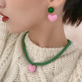 2025 New Korea's Temperament Mom Necklace Niche Contrast Pearl Heart Shape Necklace