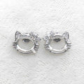 Sterling Silver 6*8mm Semi Mount Stud Earrings Empty Frame Support Blank Setting S925 Base Without Center Stone DIY for Inlay