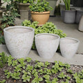 Modern Round Fiber Stone Eco-Friendly Plant Pot with Drainage Hole Minimalist Design for Home Patio Garden or Desktop Use