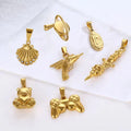 Hiphops Games Console Pendant 18K Gold Plated Bear Shell Charm Women Men Stainless Steel Earth Mary Necklace Jewelry